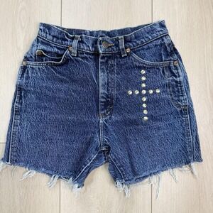 VTG Lee Studded High Rise Cutoff Denim Shorts Women's 9 USA Made Grunge Festival